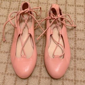 French sole pink leather ballet flats